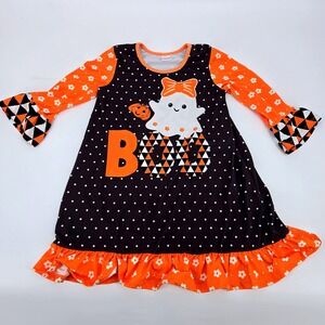 Penelope Plumm Girl's Size 3 Halloween Ghost BOO Long Sleeve Ruffle Dress